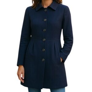 BANANA REPUBLIC Tulip Coat Navy Blue Single Breasted Textured Weave Size XS